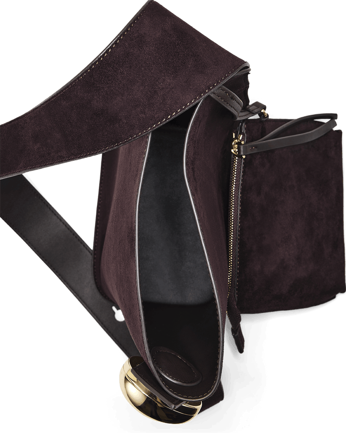 PADDINGTON SHOULDER BAG - DARK CHOCOLATE SUEDE-Handbags-Billini-Billini