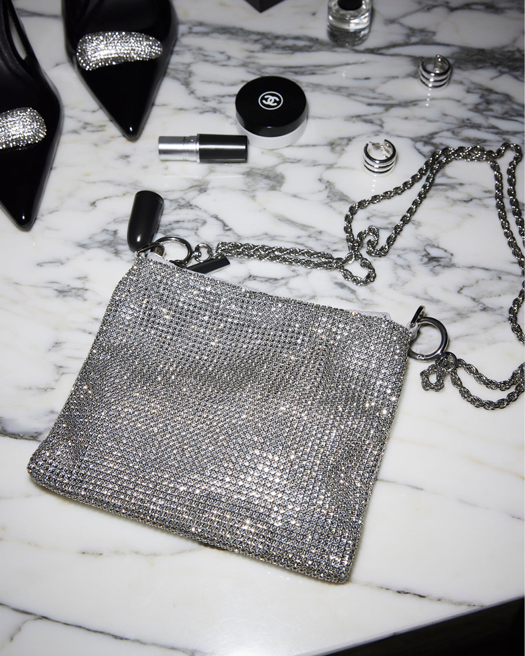 PIPER HANDLE BAG - SILVER-DIAMANTE-Handbags-Billini-Billini