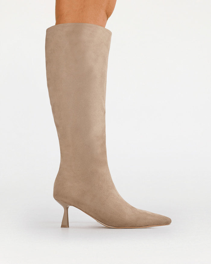 PORTIE EXTENDED CURVE - STONE SUEDE-Boots-Billini-Billini