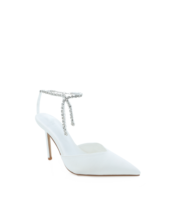 QARA - WHITE SATIN-PUMPS-Billini-Billini