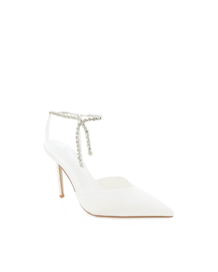QARA - WHITE SATIN-PUMPS-Billini-Billini