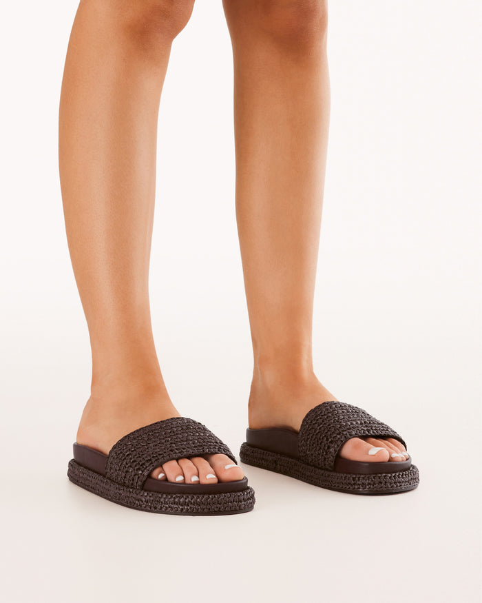 QUARTILLA - CHOCOLATE RAFFIA-Sandals-Billini-Billini