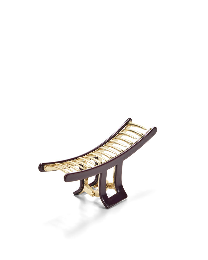 RESIN METAL CLAW CLIP - DARK CHERRY-GOLD