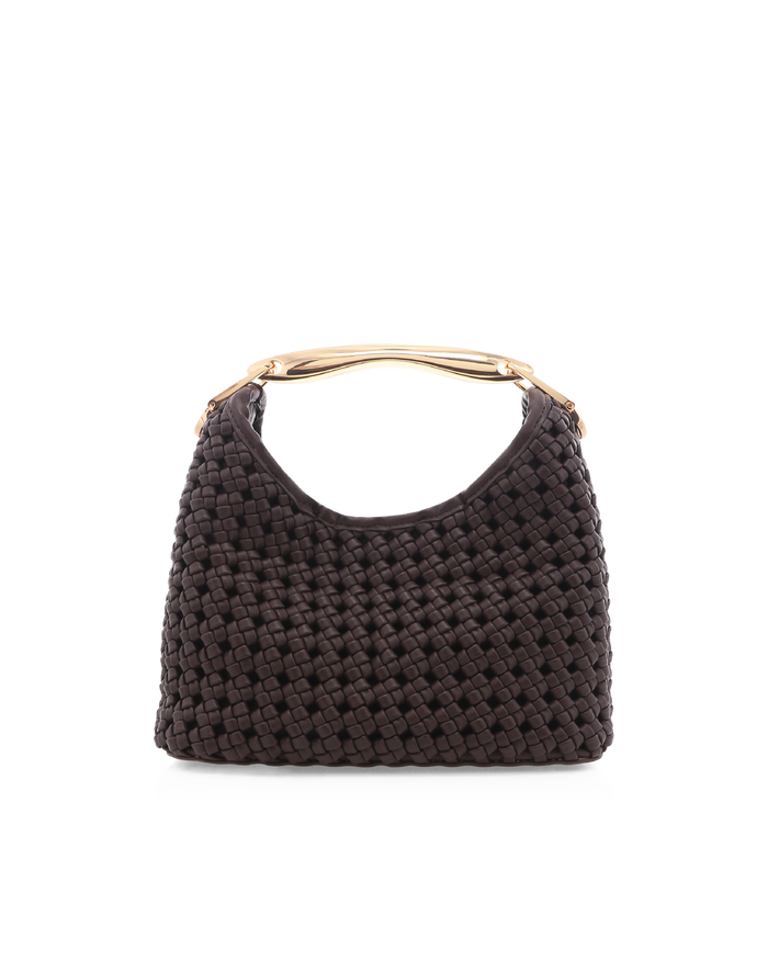 HATTIE WOVEN HANDLE BAG - CHOCOLATE-Handbags-Billini-Billini