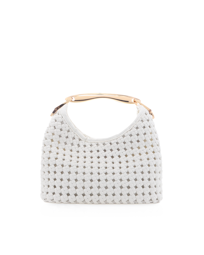 HATTIE WOVEN HANDLE BAG - WHITE-Handbags-Billini-Billini