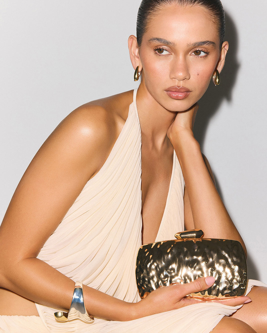 RIPPLE CLUTCH - GOLD METALLIC-Handbags-Billini-Billini