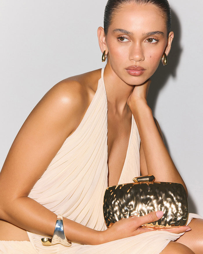 RIPPLE CLUTCH - GOLD METALLIC-Handbags-Billini-Billini