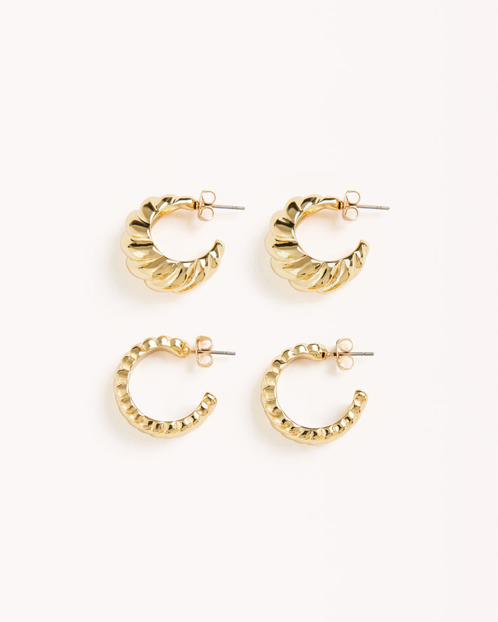 ROCHELLE EARRINGS 2 PACK - GOLD PLATED 18K-JEWELLERY-Billini-O/S-Billini