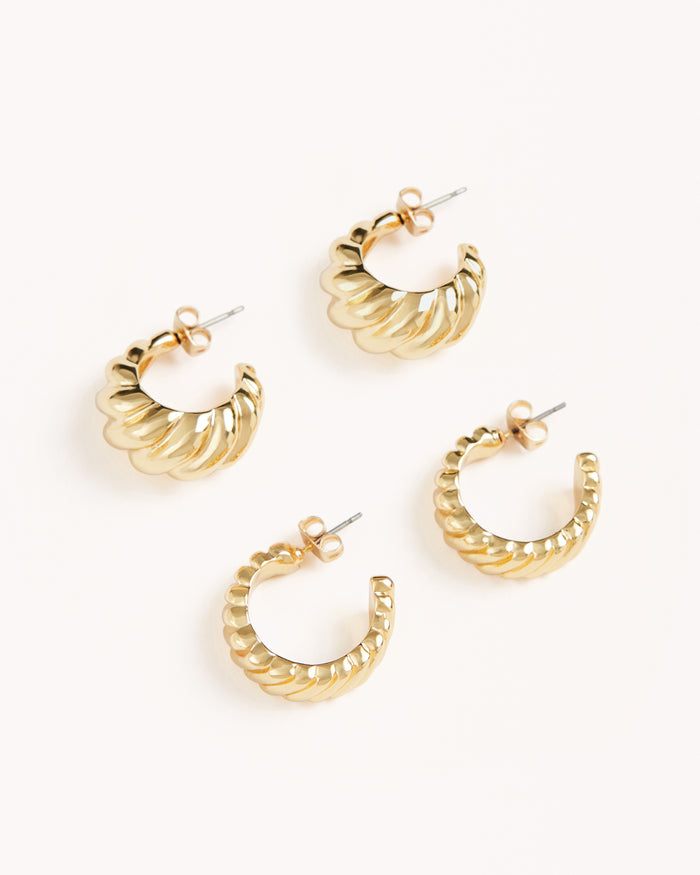 ROCHELLE EARRINGS 2 PACK - GOLD PLATED 18K-JEWELLERY-Billini-O/S-Billini