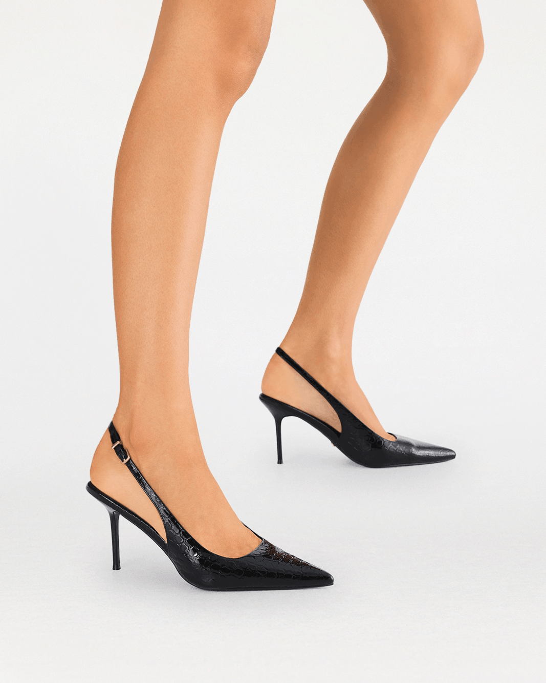 ROONEY - BLACK GLOSS CROC-PUMPS-Billini-Billini