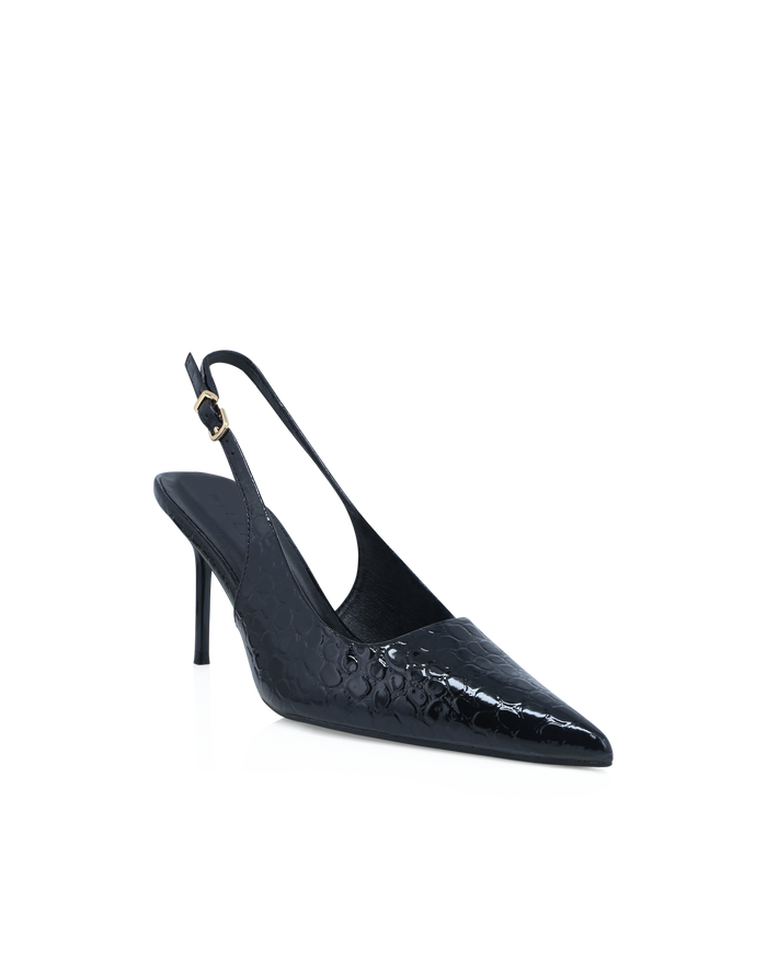 ROONEY - BLACK GLOSS CROC-PUMPS-Billini-Billini