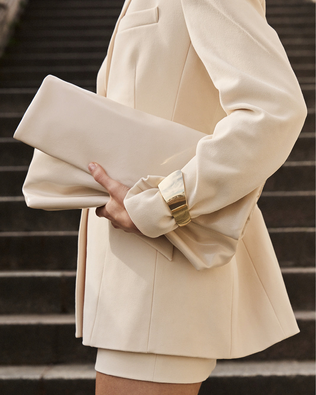 RYLEE CLUTCH BAG - CHALK CRINKLE PATENT-Handbags-Billini-Billini