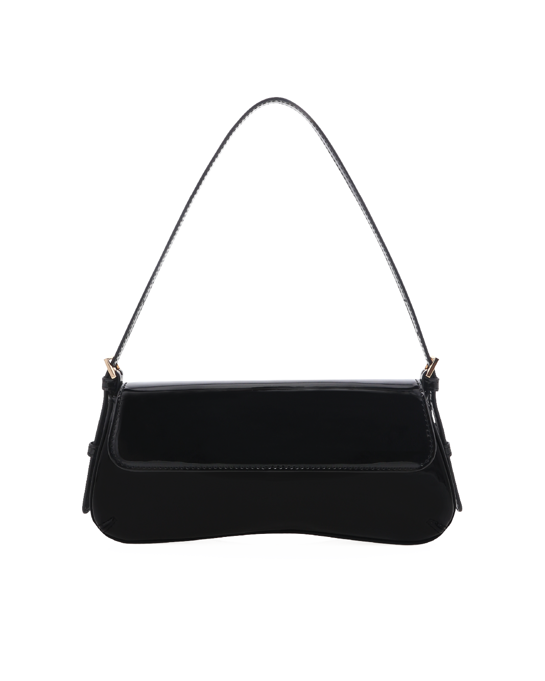 SABELLA SHOULDER BAG - BLACK PATENT-GOLD-Handbags-Billini-Billini