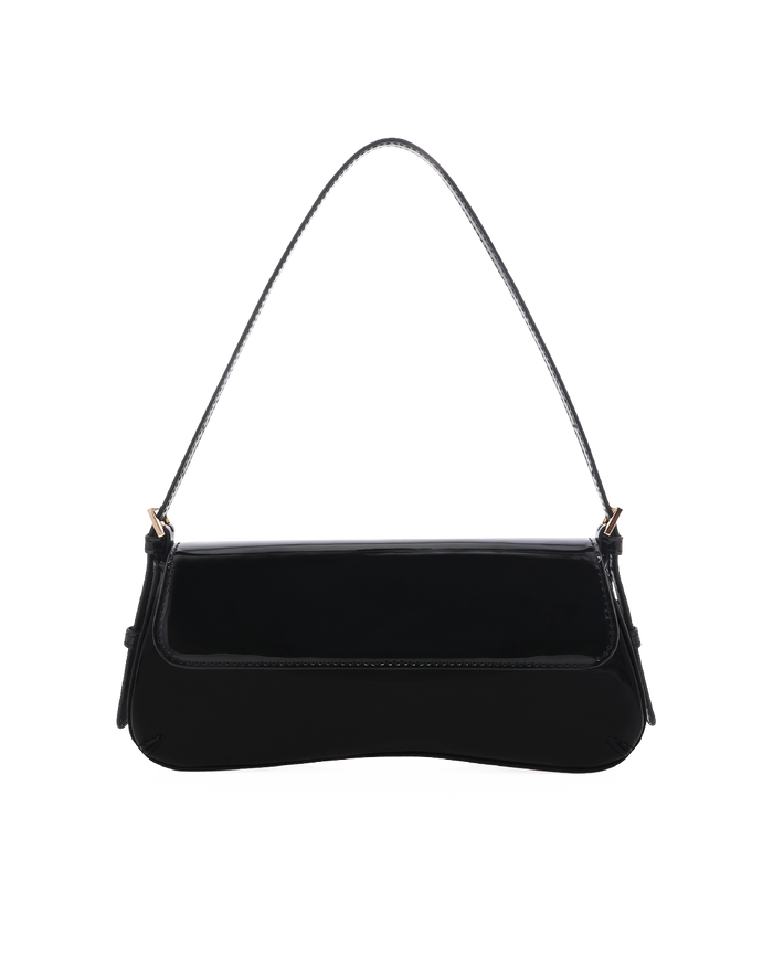 SABELLA SHOULDER BAG - BLACK PATENT-GOLD-Handbags-Billini-Billini