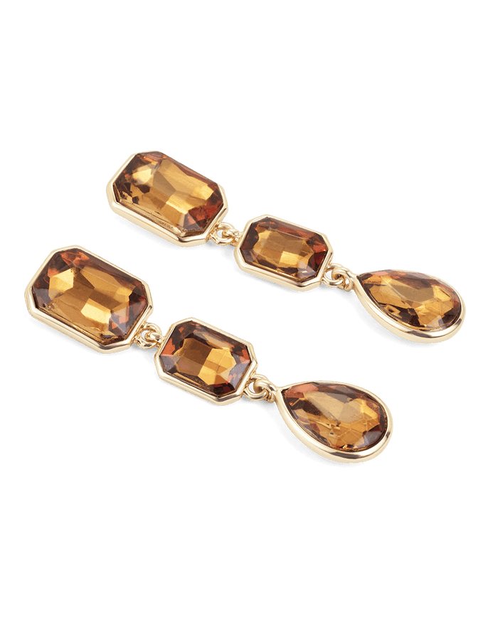 SCARLETTE EARRINGS - GOLD-SMOKEY TOPAZ-JEWELLERY-Billini-Billini