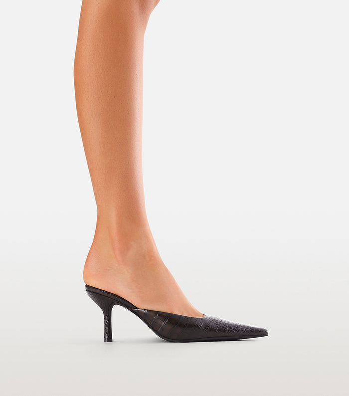 SHAYLEE - DARK CACAO CROC-PUMPS-Billini-Billini