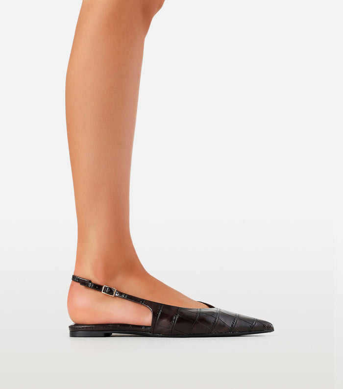 SIENA - CHOCOLATE CROC-Flats-Billini-Billini
