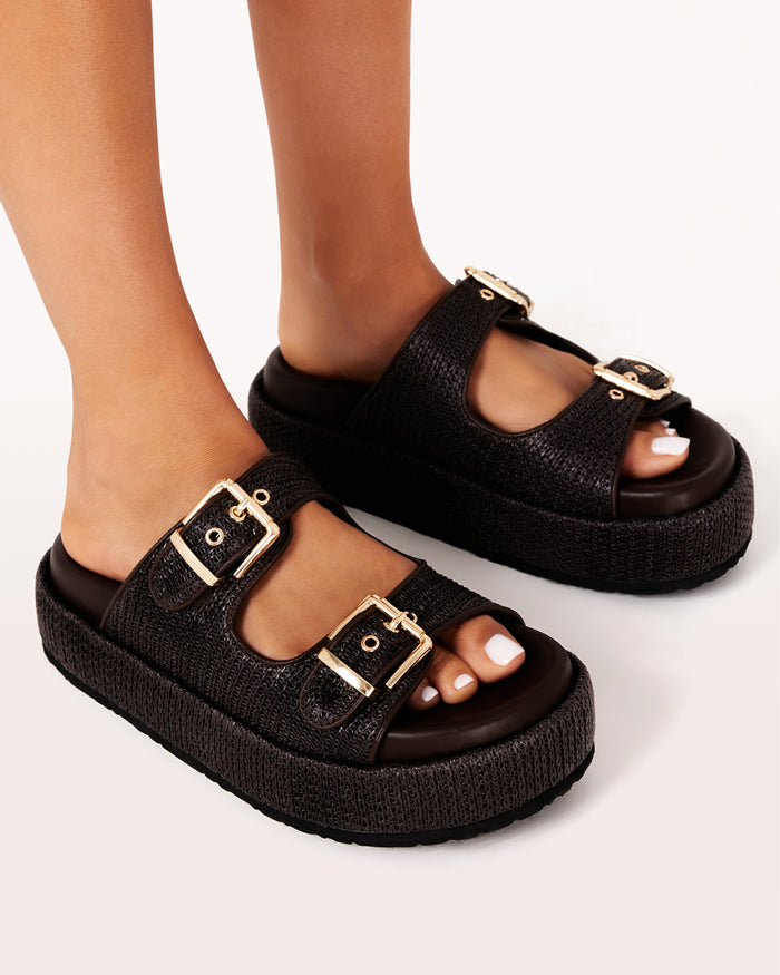 SIMEA - CHOCOLATE RAFFIA-Sandals-Billini-Billini