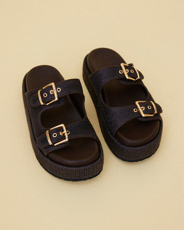 SIMEA - CHOCOLATE RAFFIA-Sandals-Billini-Billini