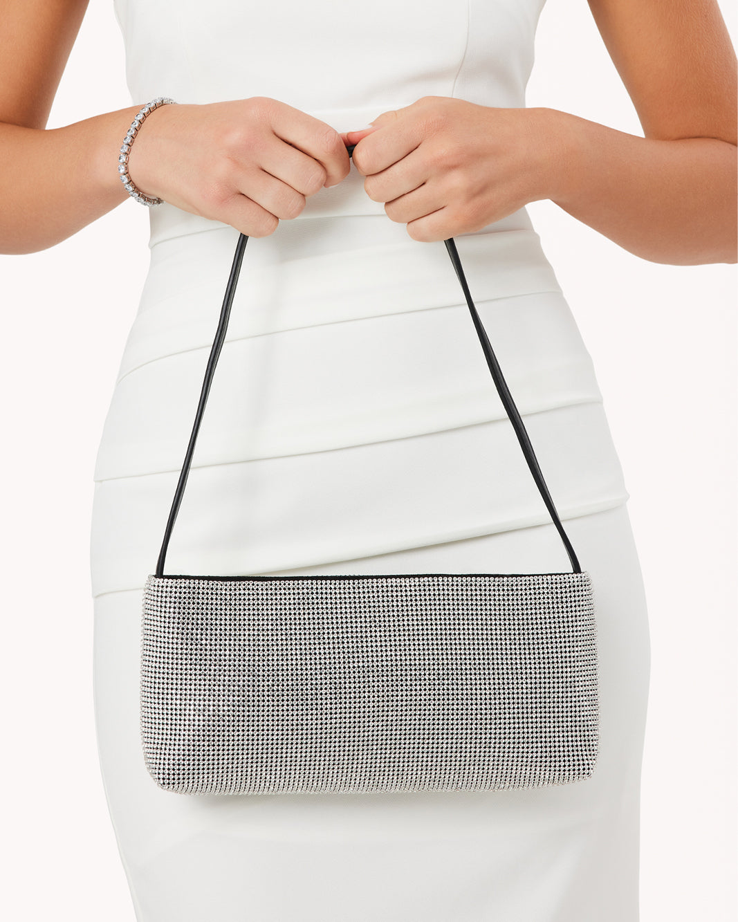 SOPHIA SHOULDER BAG - SILVER-DIAMANTE-Handbags-Billini-Billini