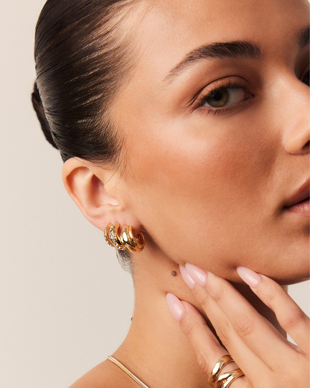 SORAYA 3 PACK EARRINGS - GOLD PLATED 18K-DIAMANTE-JEWELLERY-Billini-Billini