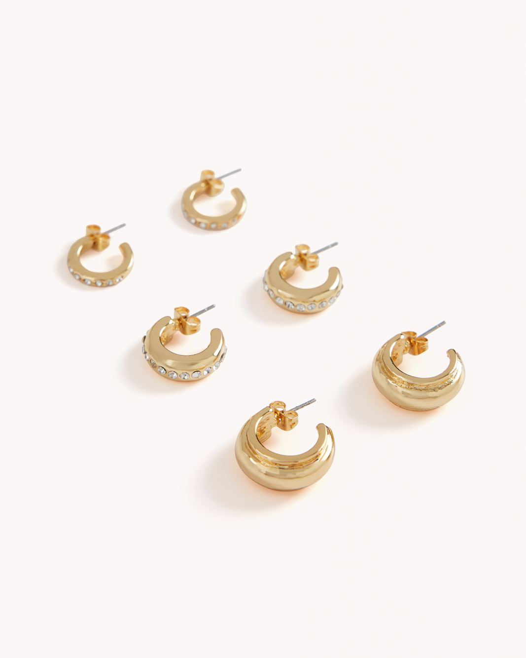 SORAYA 3 PACK EARRINGS - GOLD PLATED 18K - DIAMANTE-JEWELLERY-Billini-Billini