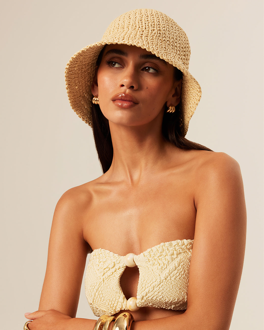 STRAW BUCKET HAT - NATURAL RAFFIA-HATS-Billini-Billini