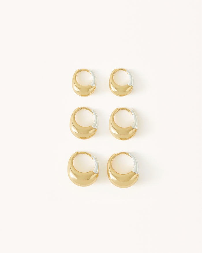 TALULLA 3 PACK EARRINGS - GOLD PLATED 18K-JEWELLERY-Billini-O/S-Billini