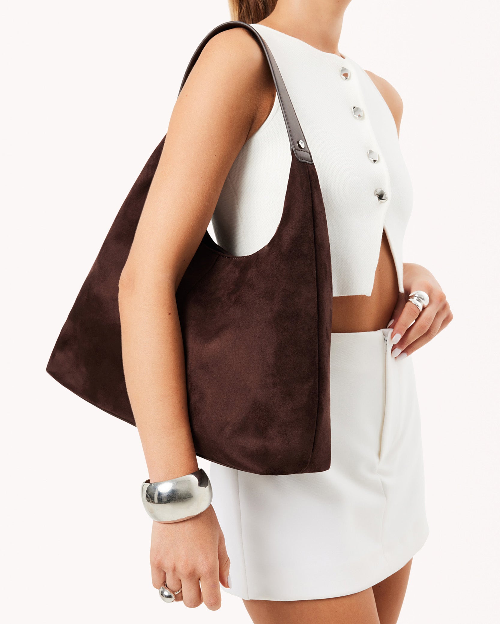 TAMMY SHOULDER BAG - CHOCOLATE SUEDE-Handbags-Billini-Billini
