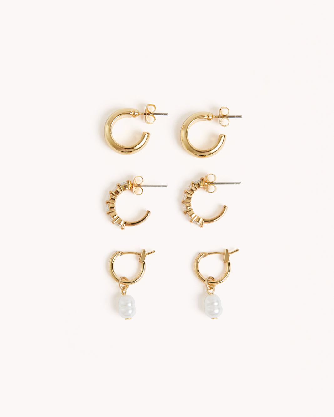 TASMIN 3 PACK EARRINGS - GOLD PLATED 18K-JEWELLERY-Billini-Billini