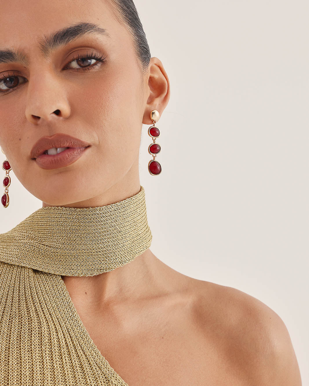 TAYLOR EARRINGS - GOLD-BURGUNDY-JEWELLERY-Billini-Billini