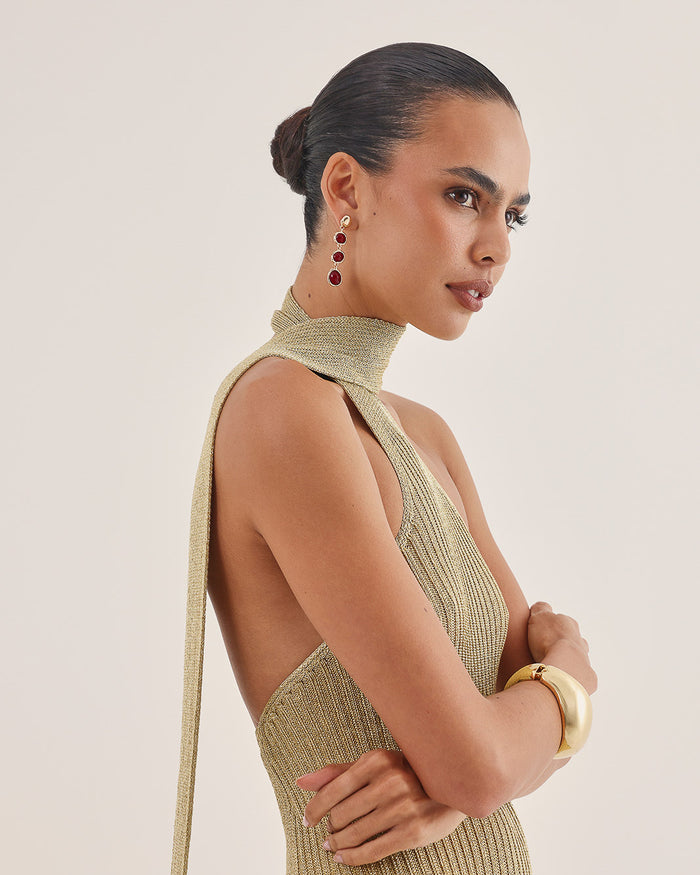 TAYLOR EARRINGS - GOLD-BURGUNDY-JEWELLERY-Billini-Billini