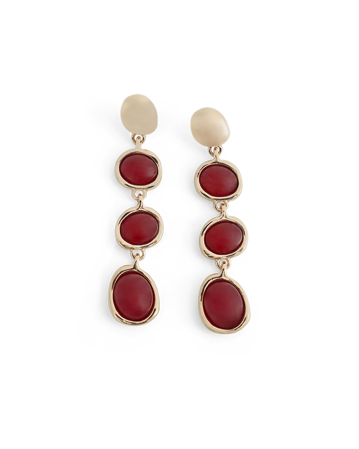 TAYLOR EARRINGS - GOLD-BURGUNDY-JEWELLERY-Billini-Billini