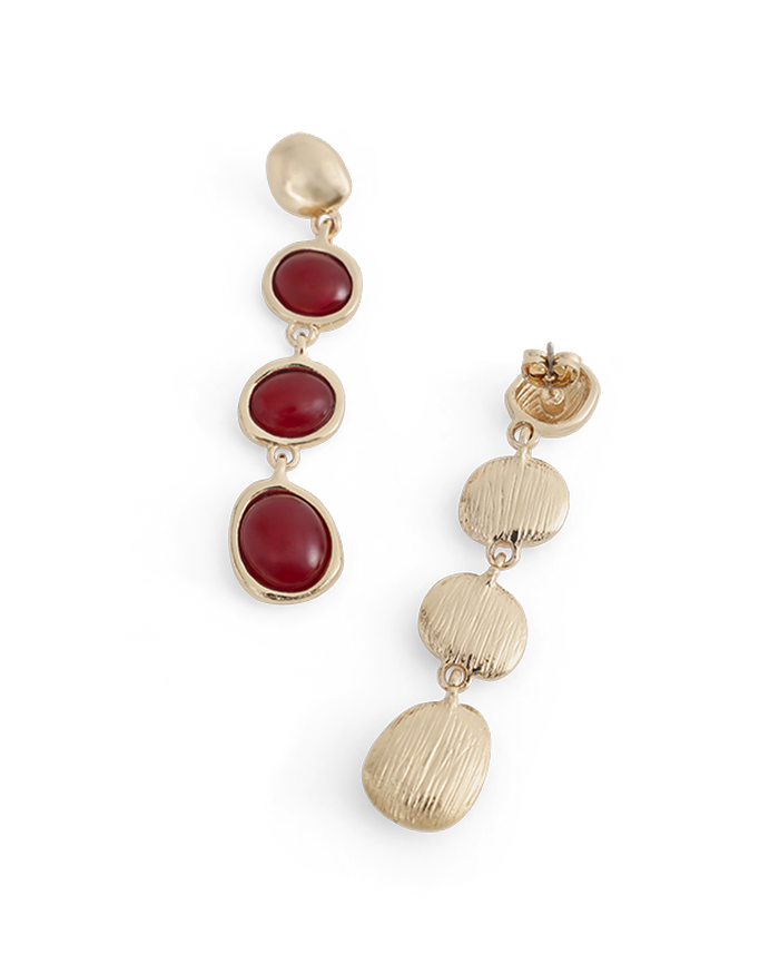 TAYLOR EARRINGS - GOLD-BURGUNDY-JEWELLERY-Billini-Billini