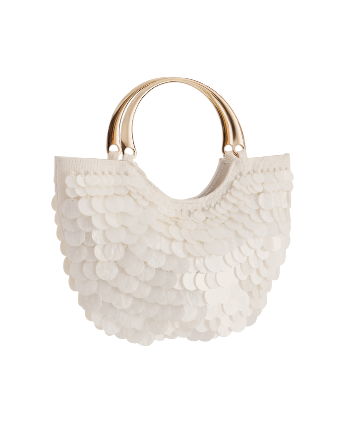 TIERNEY SHELL HANDLE BAG - CREAM-Handbags-Billini-Billini