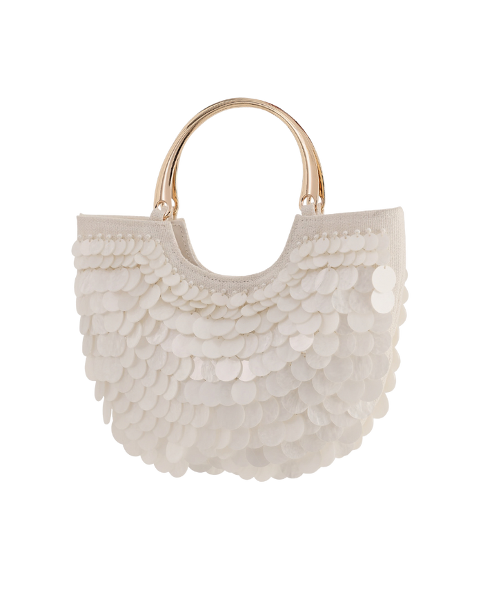 TIERNEY SHELL HANDLE BAG - CREAM-Handbags-Billini-Billini