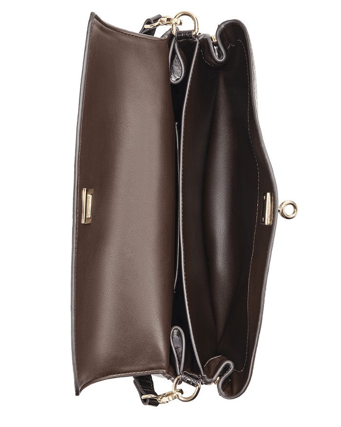 VELA SHOULDER BAG - CHOCOLATE CROC-GOLD-Handbags-Billini-Billini