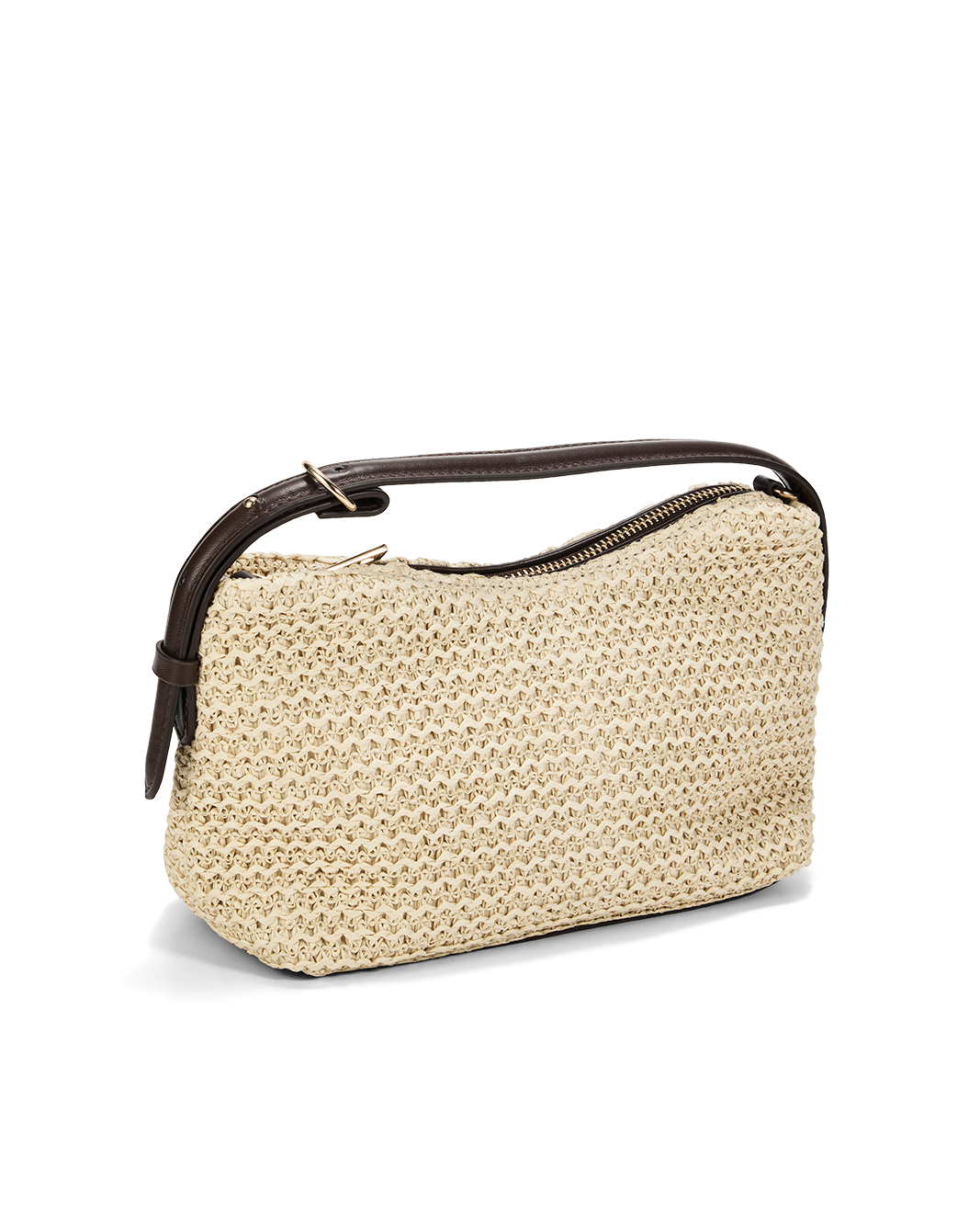 VERONICA SHOULDER BAG - NATURAL RAFFIA-CHOCOLATE-Handbags-Billini-Billini