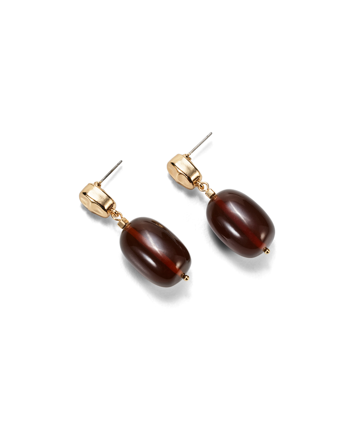 WINNIFRED EARRINGS - GOLD CHOCOLATE-RESIN-JEWELLERY-Billini-Billini