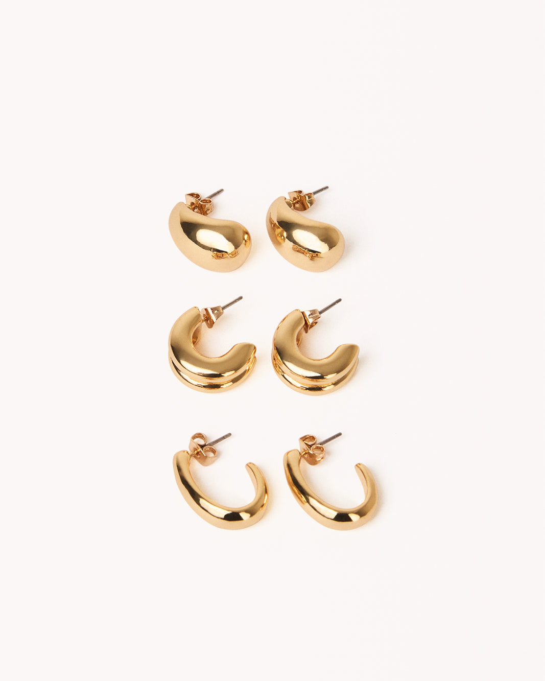 ZALI 3 PACK EARRINGS - GOLD PLATED 18K-JEWELLERY-Billini-Billini