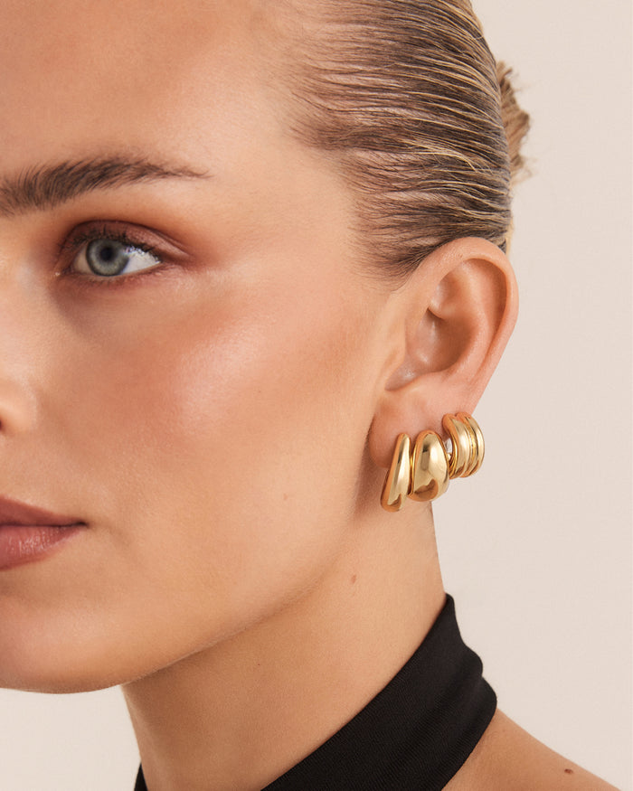 ZALI 3 PACK EARRINGS - GOLD PLATED 18K-JEWELLERY-Billini-Billini