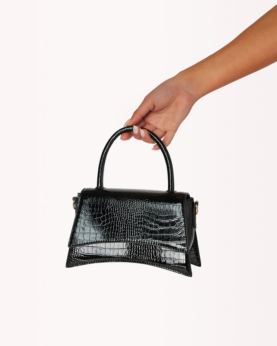 ADELE CROSS BODY BAG - BLACK PATENT CROC-Handbags-Billini-O/S-Billini