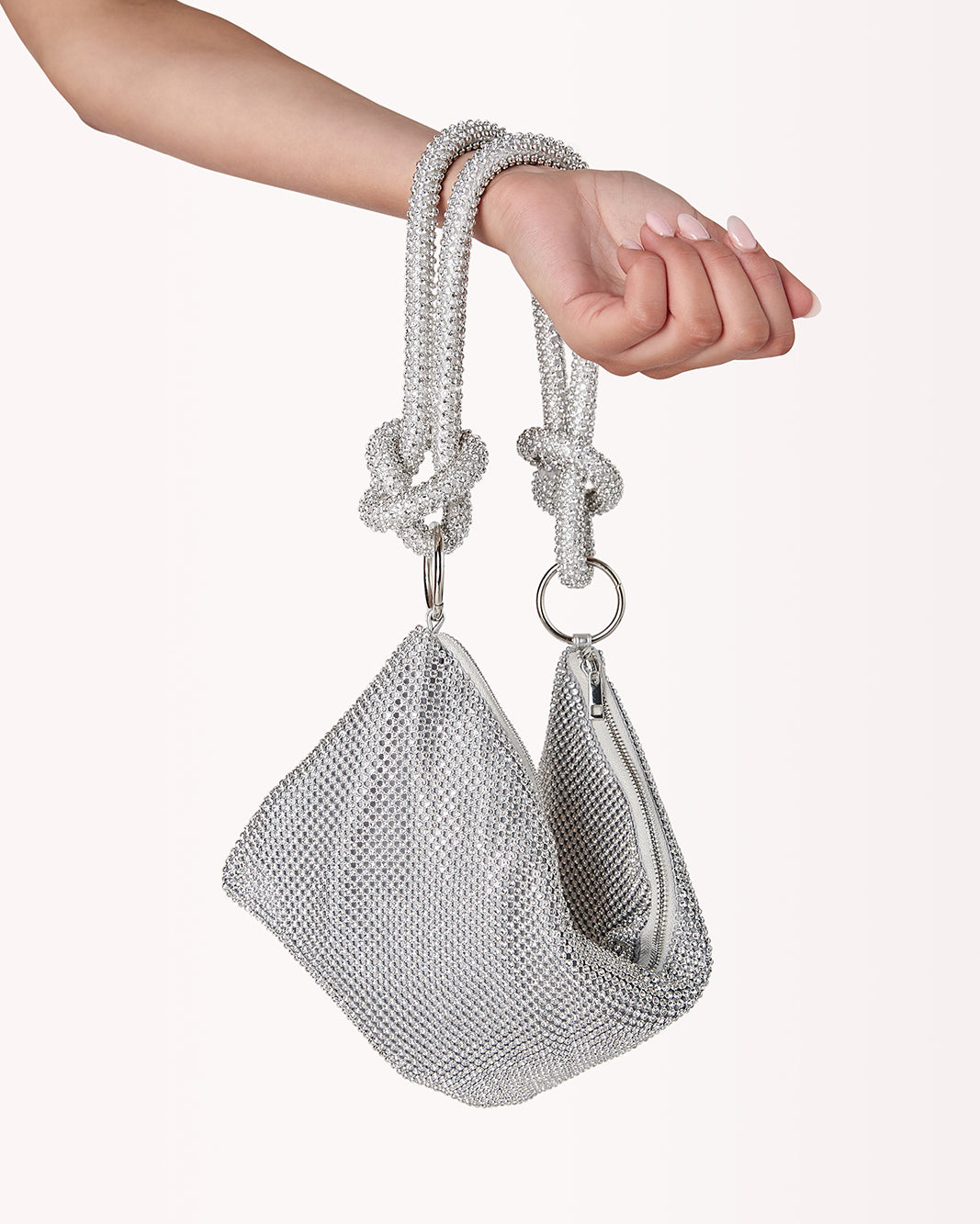 KAIA HANDLE BAG - SILVER-DIAMANTE-Handbags-Billini-O/S-Billini