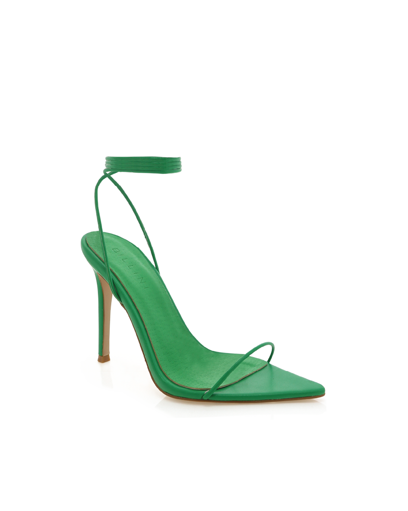 Green strappy 2025 sandals heels
