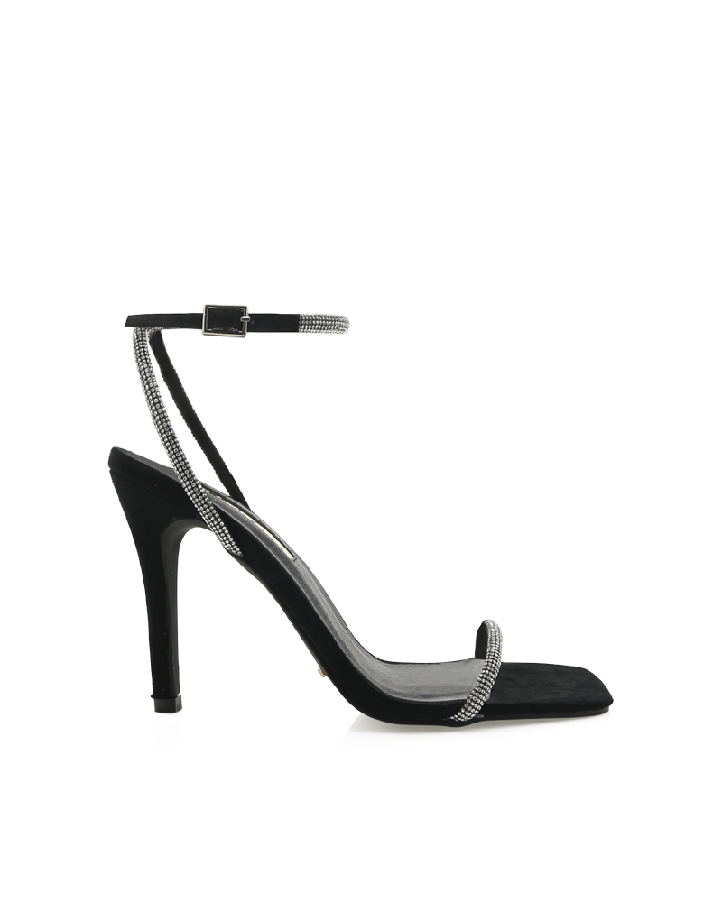 STARLETTE - DIAMANTE-BLACK SUEDE-Heels-Billini-Billini