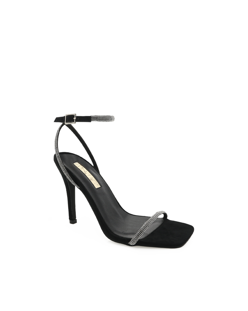 STARLETTE - DIAMANTE-BLACK SUEDE-Heels-Billini-Billini