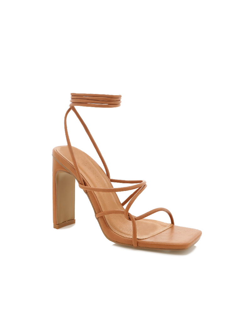 Buy Women Tan Embellished Strap Block Heels - Sandals - Indya